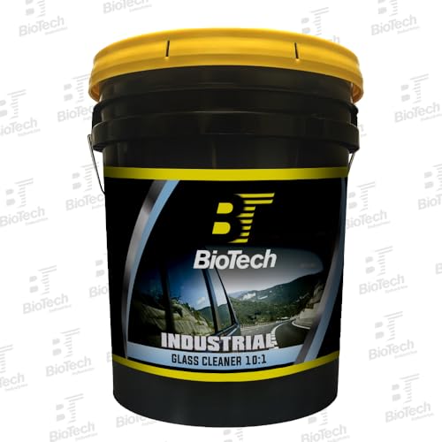 BioTech Industrial Glass Cleaner, 10:1 Diltution, Glass cleaner, Industrial strength, Concentrated, Windshield Cleaner (5 Gallon Pail)