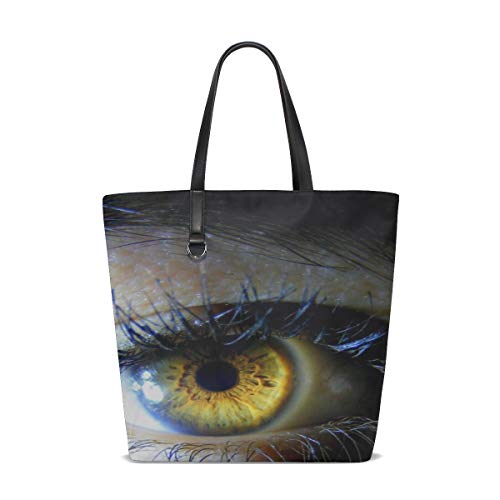 NQEONR Women Eye Brown Yellow Light Iris Coloring Handle Satchel Handbags Shoulder Bag Tote Purse Messenger Bags