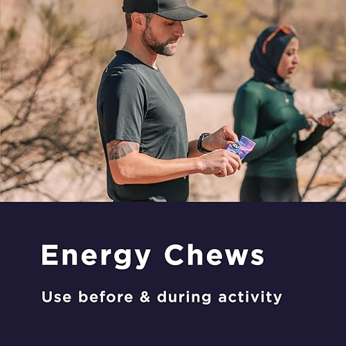 Image of GU Energy Chews, Strawberry Energy Gummies with Electrolytes, Vegan, Gluten-Free, Kosher, 20 mg of Caffeine, and Dairy-Free On-the-Go Energy for Any Workout, 12 Bags (24 Servings Total) (Pack of 2)