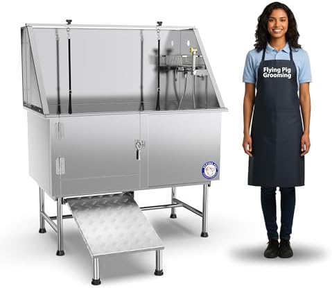 Flying Pig 50" Stainless Steel Pet Dog Grooming Bath Tub with Wal...