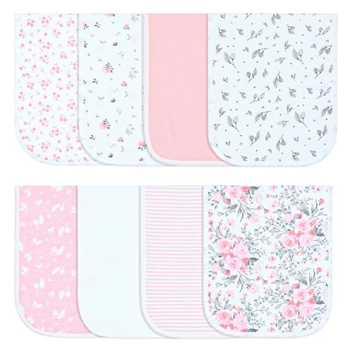 Hakochia Burp Cloths for Baby Boy & Girl Organic Cotton Large Unisex Burp Clothes Extra Absorbent Soft Neutral Burping Rags Spit Up Cloth Sets for Newborns 8 Pack