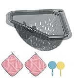 Humkopnl Colador de drenaje para fregadero de cocina | con paños de limpieza triangulares para recoger alimentos, cesta de fregadero accesorios de cocina, para frutas y verduras, lavado, drenaje