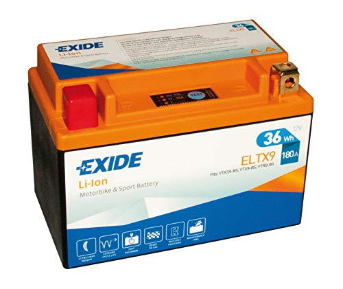 Batería Exide-Litio ELTX9 de 12V 3Ah y 180A para recambio de motocicletas