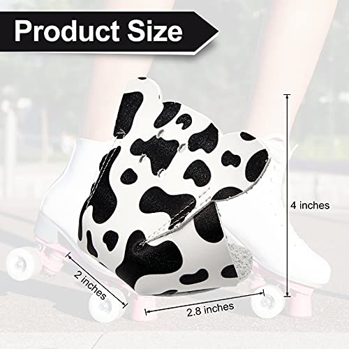 Zhanmai 2 Pieces Cow Shape Toe Cap Guard Protectors Artificial Leather Toe Cap Guards Roller Skate Protectors Leather Roller Cap Protectors With Ears For Quad Roll Skate, Black And White #TOP1