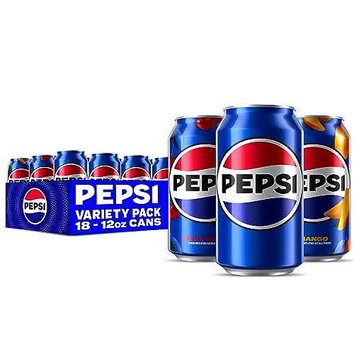 Pepsi Flavors Variety Pack, Wild Cherry, Mango, Original, 12 fl oz. Cans (18 Pack)