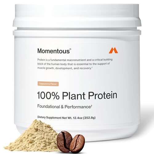 Momentous Vegan Protein Powder - 20 g Plant-Based Protein - NSF Certified for Sport - Vegan - GMO Free - Gluten-Free - 12 Servings for Essential Everyday Use - Cappuccino