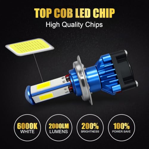 Image of Audio Wheels 40W Motorcycle LED Headlight Bulb H4 H19 - 2000 Lumens 6000K Cool White | IP68 Waterproof | Halogen Replacement | 1-Year Warranty (1 Pack)