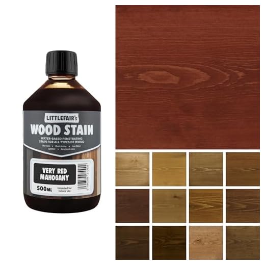Littlefair's ungiftige Holzlasur auf Wasserbasis - 500 ml Mahagoni-Holzfarbe in sehr roter Farbe für Holz im Innenbereich, einschließlich Türen und Sockelleisten