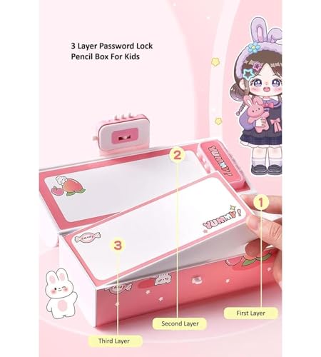 Image of New Cartoon Theme Pencil Box with Push Pull Eraser Set for Kids | Suitcase Style Password Lock Stationery Organizer | School Supplies Gift Combo for Boys & Girls (Dark Space-APB PENCHIL BOX NEW)