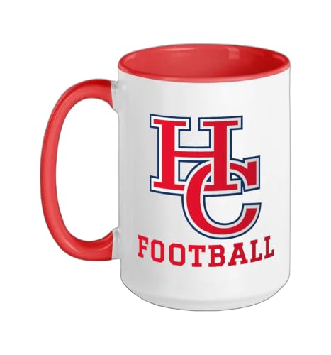 Henry County High School TN Logo Football Ceramic Mug, Red/White, 15oz