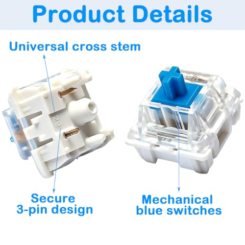 Image of costume Keycaps Blue Switch Mechanical Keyboard Set, 61-Piece Key Caps Replacement Tools, for Mechanical Keyboard Beginners and PC Gaming Enthusiasts, Compatible with RGB Lighting Customization