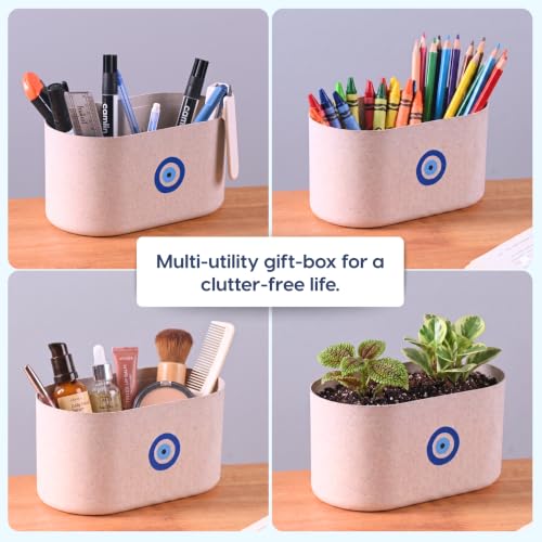 Image of Eha Earth Friendly Rakhi Gift for Brother Made with Rice Husk | Set of 2 | Rakhi Set for Brother | Printed Mug & Evil Eye Rakhi Hamper | Gift for Rakshabandhan