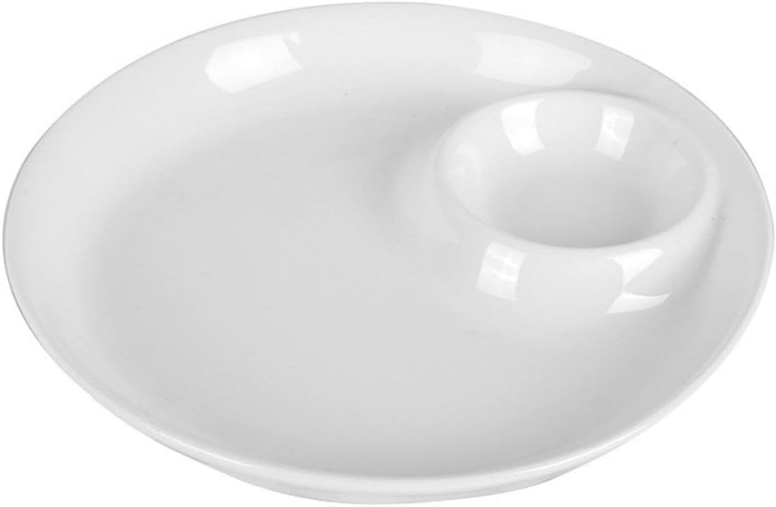 White 9-inch Ceramic Dinner Plate and Dessert Serving Dish Set, European Style Tableware for Sushi and Snacks, Porcelain Snack Plate Suitable for Restaurant and Home Use