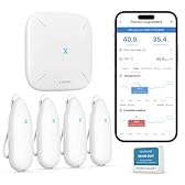 X-Sense Thermometre Interieur Connecté, WiFi Hygromètre Haute Précision avec Station de Base Suivi Température et Humidité Alertes App Exportation Données Portée 500 m Compatible Alexa, STH55