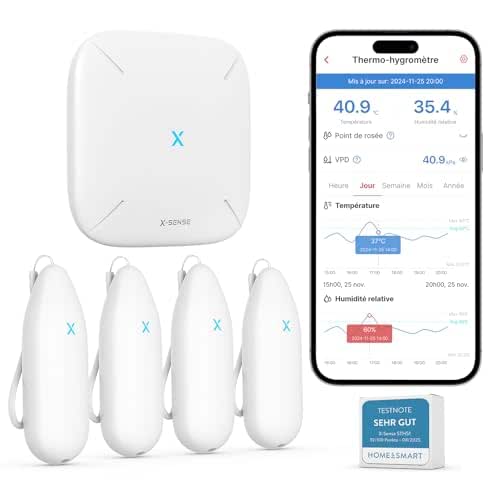 X-Sense Thermomètre Hygromètre Connecté avec Station de Base, STH55