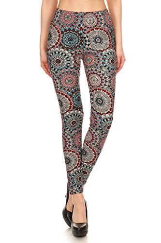 Leggings Depot High Waisted Camouflage & Multiple Print Leggings For Women-Full Length-R683, Calm Mandala, Plus Size #TOP1
