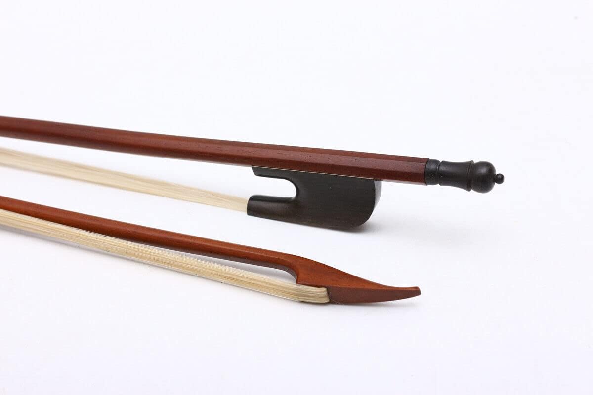 Violin Bow 4/4 Baroque Bows Ebony Frog Brazil wood AAA grade Mongolian Horsehair Bow hair Straight and well balanced Round Stick Violin Bow (Black Bow hair)