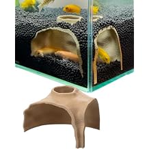 Aquarium Cave Rock Texture Fish Shelter with 180 Viewing Angle, Betta Fish Tank Accessories, Shrimp & Snails Aquarium Decor & Tunnel Sand, Small