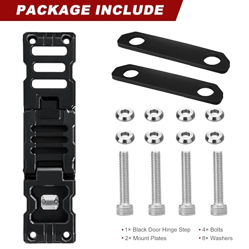 Door Hinge Step for Jeep Wrangler JK JKU JL JLU Gladiator JT 2007-2023, Aluminum Alloy Folding Car Door Step for Car Roof Access w/Bottle Opener- 1 Pack