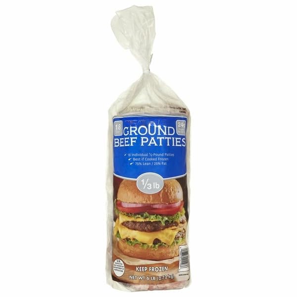 Ground Beef Patties , No added growth hormones or antibiotics, ever . No animal by-products in feed , Meets standards for animal welfare, feed, and more, so you can know about what you're buying (and eating) 18 count [48 oz , 3 lb ]