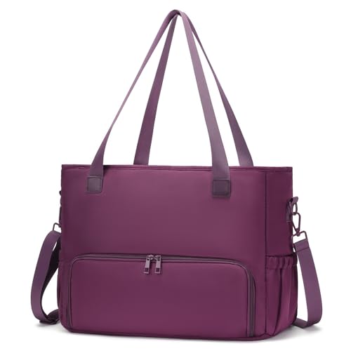 Lunch Tote Bag for Women with 15.6" Laptop Compartment, Work Tote Bag with Insulated Lunch Compartment, Large Casual Canvas Handbag Luncg Bags for Nurse, Teacher, Office, Travel, Beach, Purple by AHHZOOPLL - Image 7