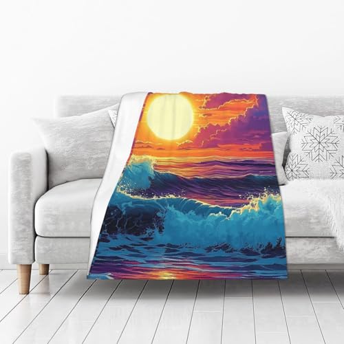 Cafemira Stunning Sunset,Warm Flannel Blanket,Lightweight