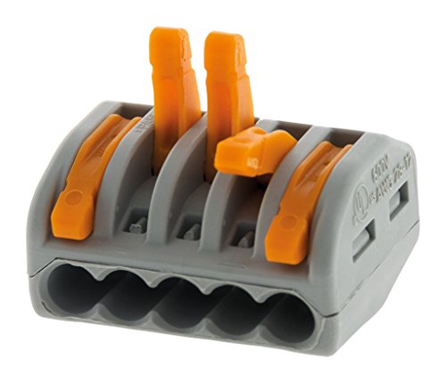 WAGO Lot de 10 mini bornes de connexion rapide à levier S222 pour fils rigides et souples 5 entrées – Image 4
