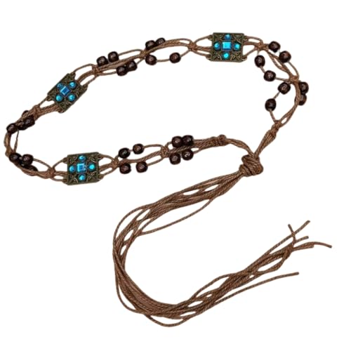 Ethnic Waist Rope Belt Waxed Rope Belt Women Tassels Waist Rope Decorative Waist Chain For Travel Music Festival