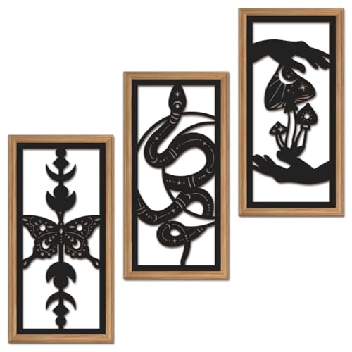 IARTTOP 3 Pcs Black Gothic Wall Art Boho Witchy Moon