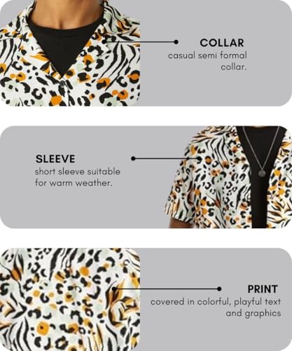 Image of DHRUVI TRENDZ Men's Rayon Regular Fit Shirt Casual Stylish|Printed | Half Sleeve | Formal Shirts| Summer Button-Down