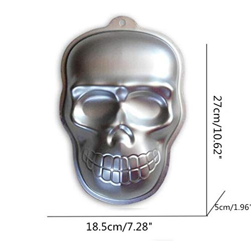Image of Ulalaza 3D Skull Cake Mold Halloween Aluminum Baking Mould Nonstick DIY Baking Tools