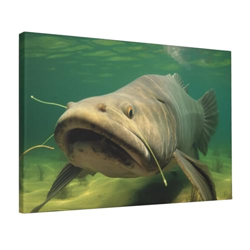 Affiche de poisson-chat sous-marin imprimée sur toile moderne 30x45