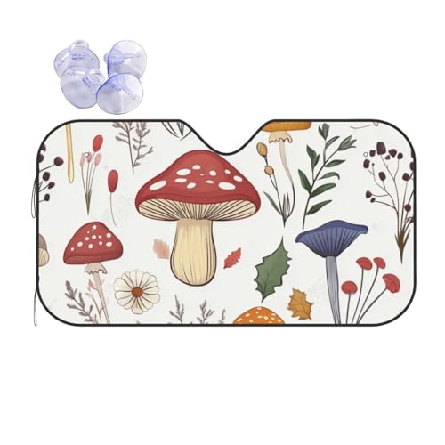 Parasol para Parabrisas Delantero de Coche SUV Cubiertas de Parabrisas Hongos Vintage 70x130cm
