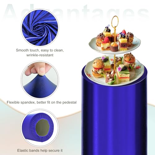 uxcell Set of 3 Dark Blue Cylinder Spandex Stand Covers, Plinth Stand Cover for Party Wedding Birthday Decoration, Only Contains Cylinder Covers (Foil Fabric - Large) by uxcell - Used condition - Image 3