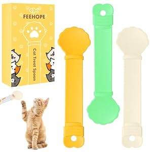 3PCS Cat Treat Spoon, Lickable Cat Treat Spoon Squeeze, Multi-Function Cats Treats Feeder for Pet Liquid Snack and Wet Food(Beige&Green&Orange)