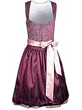 Edles Krüger-Dirndl für Damen in weinrot aus einem Strukturstoff einer schlichten Dirndlschürze in Wildseidenoptik!