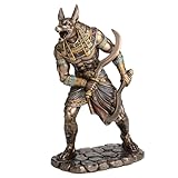 Veronese Design 8 7/8 Inch Egyptian God Anubis Dual Wielding Khopesh Cold Cast Resin Antique Bronze Finish Sculpture