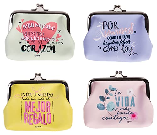 Lote 20 Monederos Frases Positivas - Regalos y Detalles de Boda, bodas originales prácticos mujeres Monederos Carteras Cumpleaños Comuniones