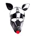 Leather Dog Head Masks Breathable Hollow Out Face Masks Cosplay Performance Headgear