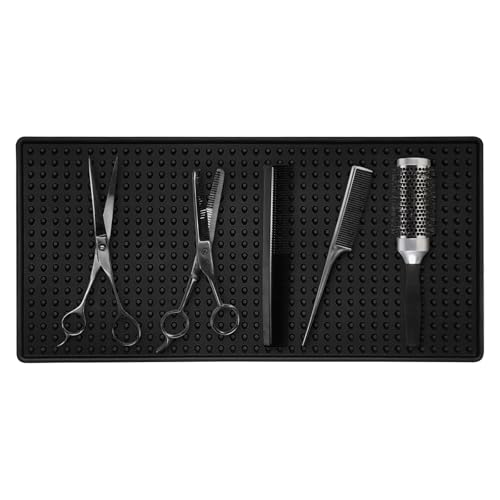 Shmian Professional Barber Station Mat – 6x12 Inch Waterproof & Anti-Slip Mat, Hair Clippings Catcher with Tool Outline for Salon, Barbershop Clipper Organizer