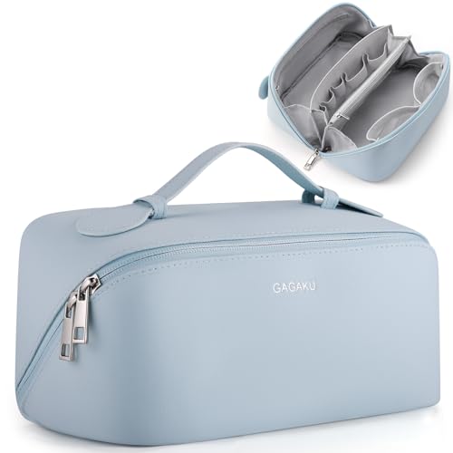 GAGAKU Kosmetiktasche Damen Kulturbeutel, Groß Kulturtasche für Damen, Kulturbeutel Mädchen Reise Kosmetiktasche, Schminktasche Reisezubehör - Blau