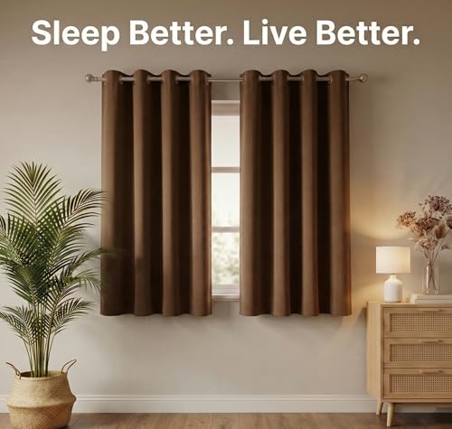 Image of VAS COLLECTIONS 100% Blackout Door Curtains, 5 Feet (121 x 152 cm) Set of 2, Plain, Thermal Insulated, Room Darkening Curtains for Living Room, Bedroom (Mocha)