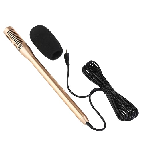 STOBOK 3m Phone Interview Microphone for Cell Phone and Laptop Gold Mic Cable for Vlogging Gaming and Streaming