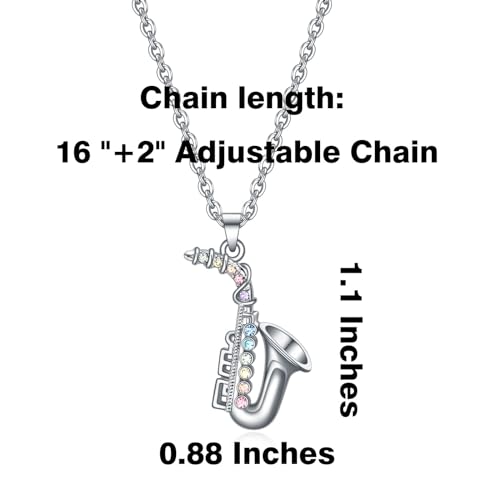 VEEHOO Saxophone Necklace for Girls Women,Music Lover Jewelry Valentine's Day Christmas Gifts for Her