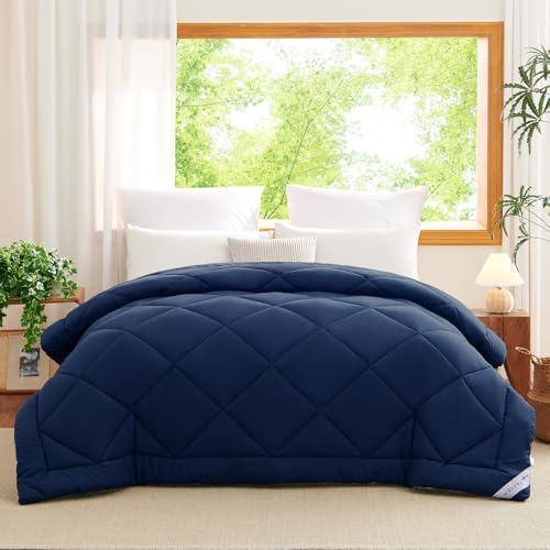 WAVVE Bettdecke 220x240 Ganzjahresdecke 4 Jahreszeiten, Steppdecke 300gsm Mikrofaser 220x240, Super Weiche Zudecke Schlafdecke Atmungsaktive 240 x 220 Blau