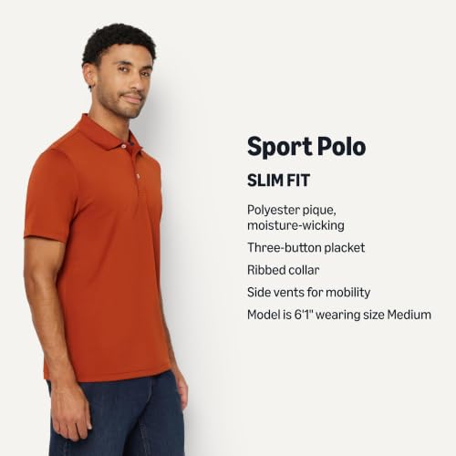 Image of Amazon Essentials Men's Moisture Wicking Golf Polo Shirt, Short Sleeve, Slim-Fit, Quick-Dry, Active Wear