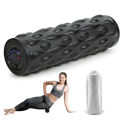 Rodillo de espuma vibratoria de alta densidad negro con 4 velocidades personalizables para masaje de tejidos profundos, recuperación muscular y alivio del dolor, recargable con bolsa portátil