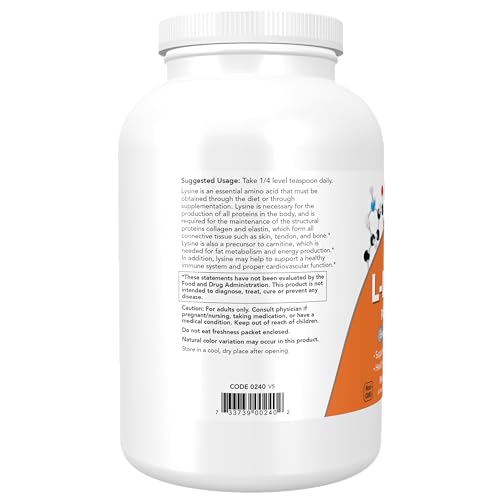 Lisina Now Foods Importada L Lysine Pure Powder Em Pó 454g