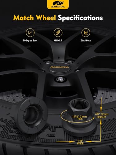 Image of MIKKUPPA 16PCS M14x1.5 Wheel Lug Nuts, Replacement for 2003-2016 Ford F250 F350 F450 F550, 2003-2019 F53 Factory OEM Wheel, Black Two-Piece Flanged Flat Tire Nuts OE 2C2Z1012AA