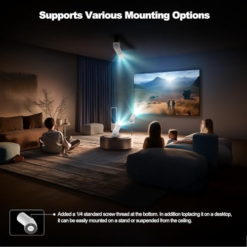 Mini Projector with Bluetooth 5.0, VenirCool P2 Portable Projector 13000L Support 4K with WiFi6 Electric Keystone Correction Video Projector, 180°Rotatable Stand for Home Movie - Image 4